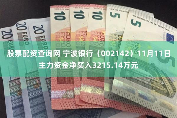 股票配资查询网 宁波银行（002142）11月11日主力资金净买入3215.14万元